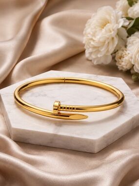 Gold Nail Bangle Bracelet